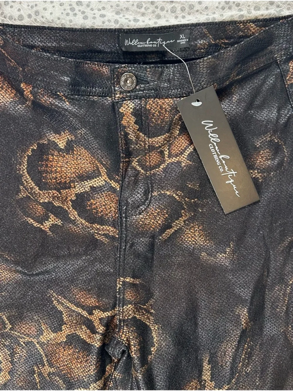 Willow Black & Brown Snakeskin look Flare Jeans - Picture 3 of 5